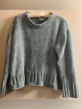 Oversized Teal Gray Blue Sweater - Medium